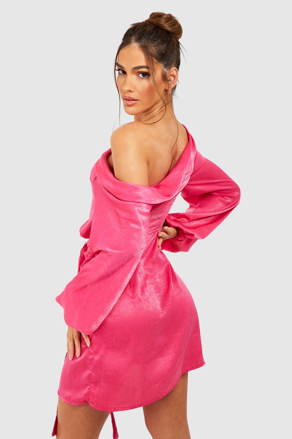 Hot pink shop satin mini dress